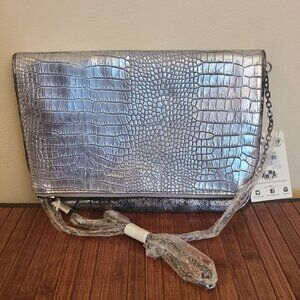Urban Expressions Metallic Silver Zippered Purse NWT